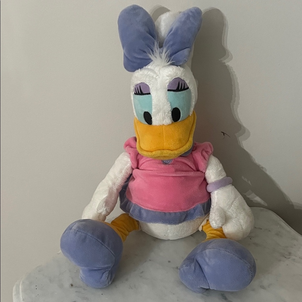 Disney Store Plush Daisy Duck with Pink and Purple Accents 18”